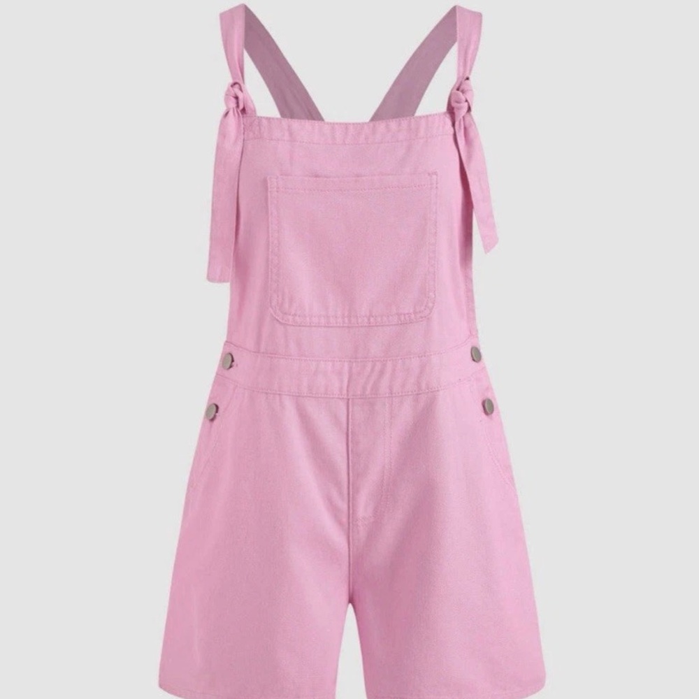 Cider Pink Cotton Overall Shorts Romper Women’s Small